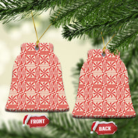 Red Ngatu Pattern Malo e Lelei Tonga Ceramic Ornament LT14 Bell Flake Red - Polynesian Pride