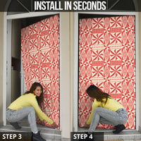 Red Ngatu Pattern Malo e Lelei Tonga Door Cover LT14 - Polynesian Pride