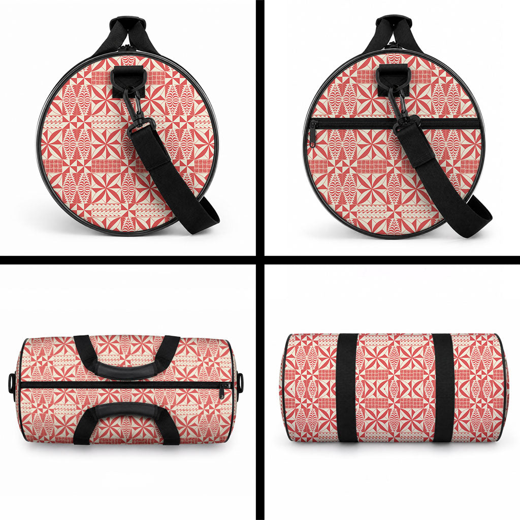 Red Ngatu Pattern Malo e Lelei Tonga Duffle Bag LT14 - Polynesian Pride