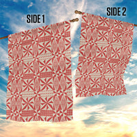 Red Ngatu Pattern Malo e Lelei Tonga Garden Flag LT14 - Polynesian Pride