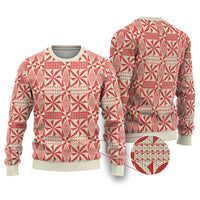 Red Ngatu Pattern Malo e Lelei Tonga Ugly Christmas Sweater LT14 Red - Polynesian Pride