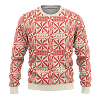 Red Ngatu Pattern Malo e Lelei Tonga Ugly Christmas Sweater LT14 - Polynesian Pride