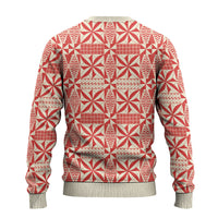 Red Ngatu Pattern Malo e Lelei Tonga Ugly Christmas Sweater LT14 - Polynesian Pride