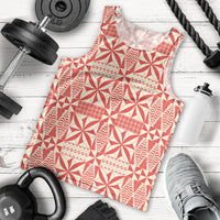 Red Ngatu Pattern Malo e Lelei Tonga Men Tank Top LT14 - Polynesian Pride