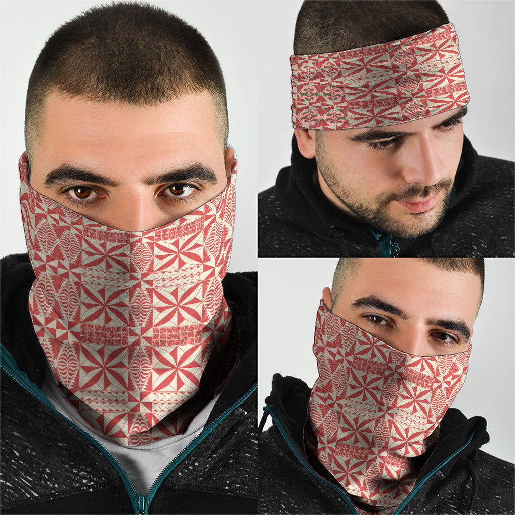 Red Ngatu Pattern Malo e Lelei Tonga Neck Gaiter LT14 - Polynesian Pride