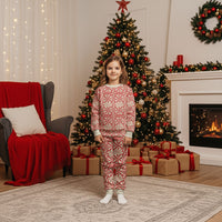 Red Ngatu Pattern Malo e Lelei Tonga Christmas Pajama Set LT14 Kid Red - Polynesian Pride