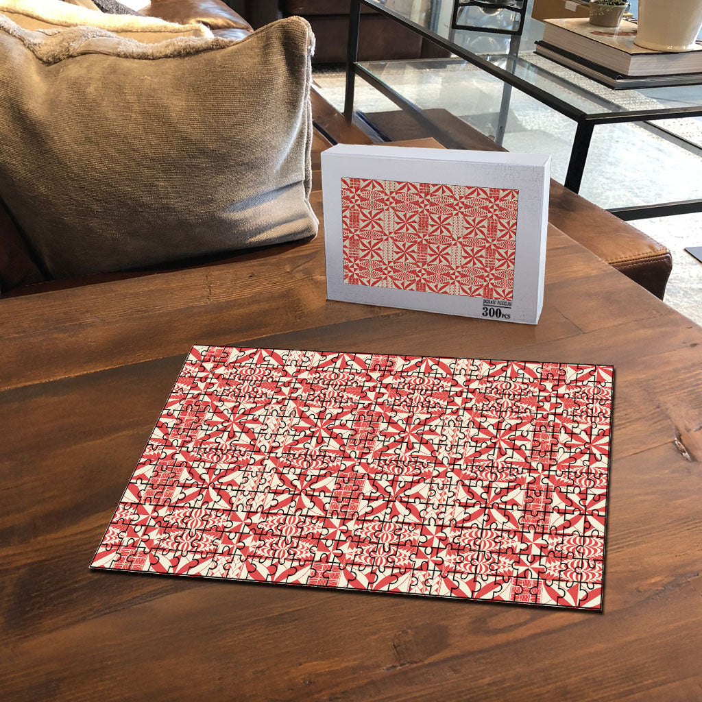 Red Ngatu Pattern Malo e Lelei Tonga Puzzle
