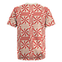 Red Ngatu Pattern Malo e Lelei Tonga Rugby Jersey LT14 - Polynesian Pride