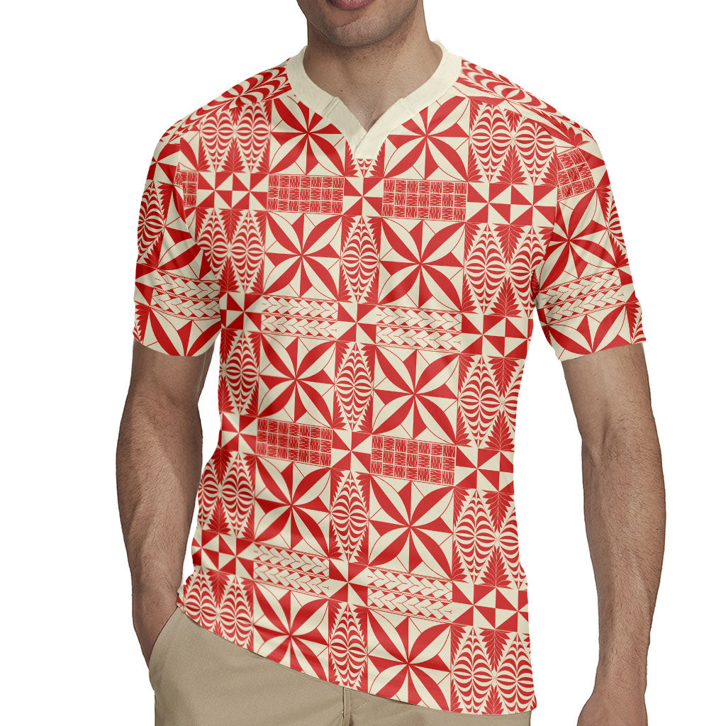 Red Ngatu Pattern Malo e Lelei Tonga Rugby Jersey LT14 - Polynesian Pride