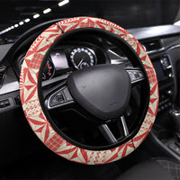 Red Ngatu Pattern Malo e Lelei Tonga Steering Wheel Cover LT14 Universal Fit Red - Polynesian Pride