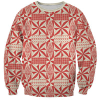 Red Ngatu Pattern Malo e Lelei Tonga Sweatshirt LT14 Unisex Red - Polynesian Pride