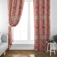 Red Ngatu Pattern Malo e Lelei Tonga Window Curtain LT14 - Polynesian Pride