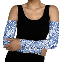 Blue Ngatu Pattern Malo e Lelei Tonga Arm Sleeves LT14 - Polynesian Pride