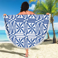 Blue Ngatu Pattern Malo e Lelei Tonga Beach Blanket LT14 - Polynesian Pride