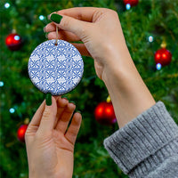 Blue Ngatu Pattern Malo e Lelei Tonga Ceramic Ornament LT14 - Polynesian Pride