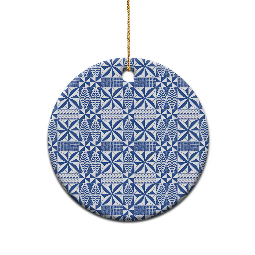 Blue Ngatu Pattern Malo e Lelei Tonga Ceramic Ornament LT14 - Polynesian Pride