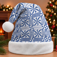 Blue Ngatu Pattern Malo e Lelei Tonga Christmas Santa Hat LT14 Without Fur Blue - Polynesian Pride