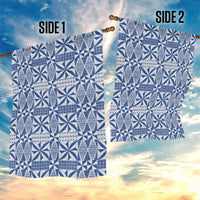 Blue Ngatu Pattern Malo e Lelei Tonga Garden Flag LT14 - Polynesian Pride
