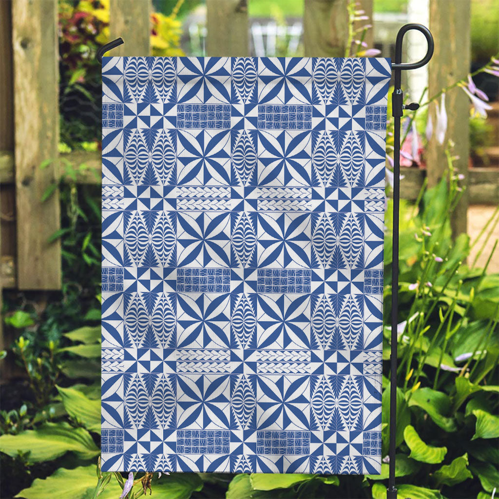 Blue Ngatu Pattern Malo e Lelei Tonga Garden Flag LT14 Garden Flag Blue - Polynesian Pride