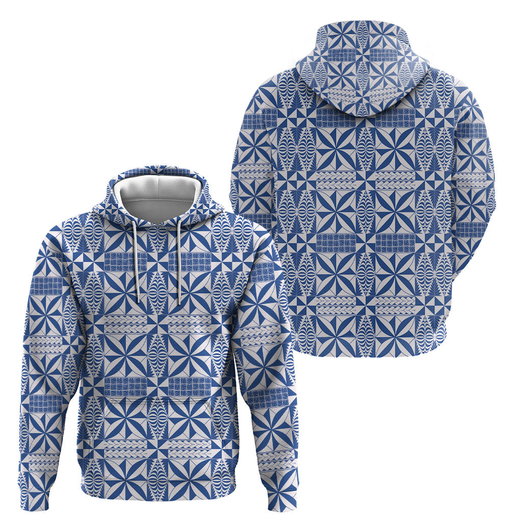 Blue Ngatu Pattern Malo e Lelei Tonga Hoodie LT14 - Polynesian Pride