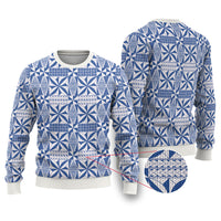 Blue Ngatu Pattern Malo e Lelei Tonga Ugly Christmas Sweater LT14 Blue - Polynesian Pride