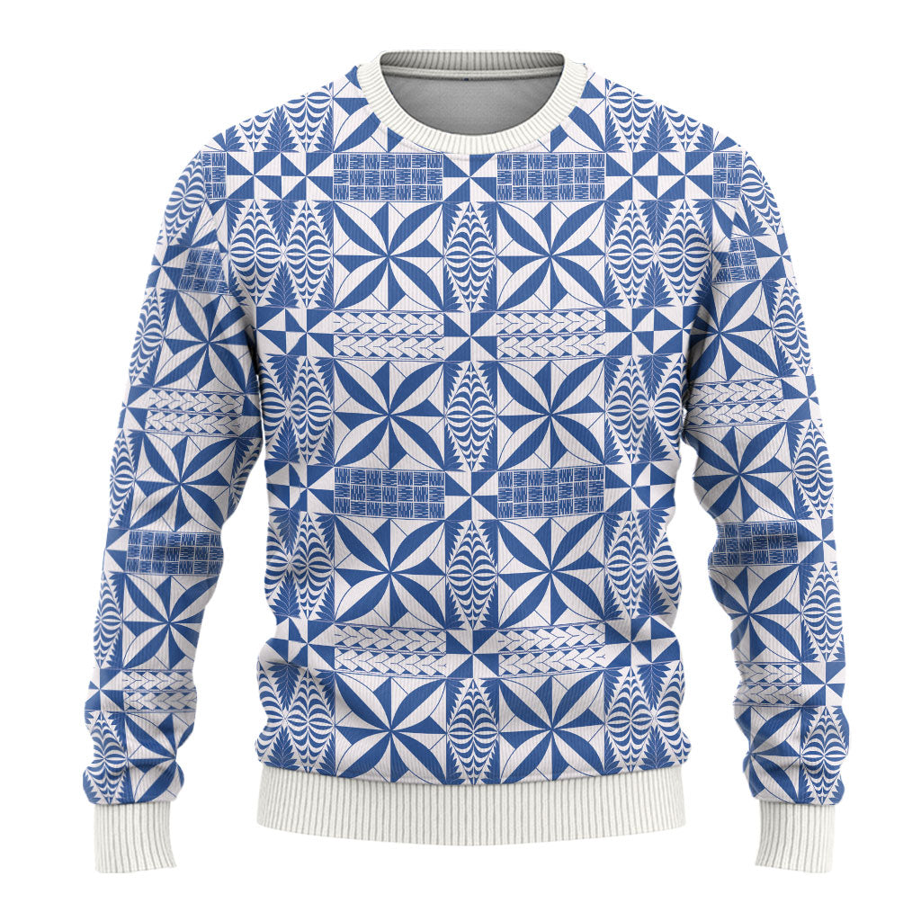 Blue Ngatu Pattern Malo e Lelei Tonga Ugly Christmas Sweater LT14 - Polynesian Pride