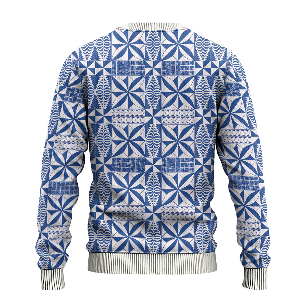 Blue Ngatu Pattern Malo e Lelei Tonga Ugly Christmas Sweater LT14 - Polynesian Pride
