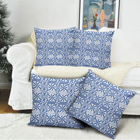 Blue Ngatu Pattern Malo e Lelei Tonga Pillow Cover LT14 - Polynesian Pride