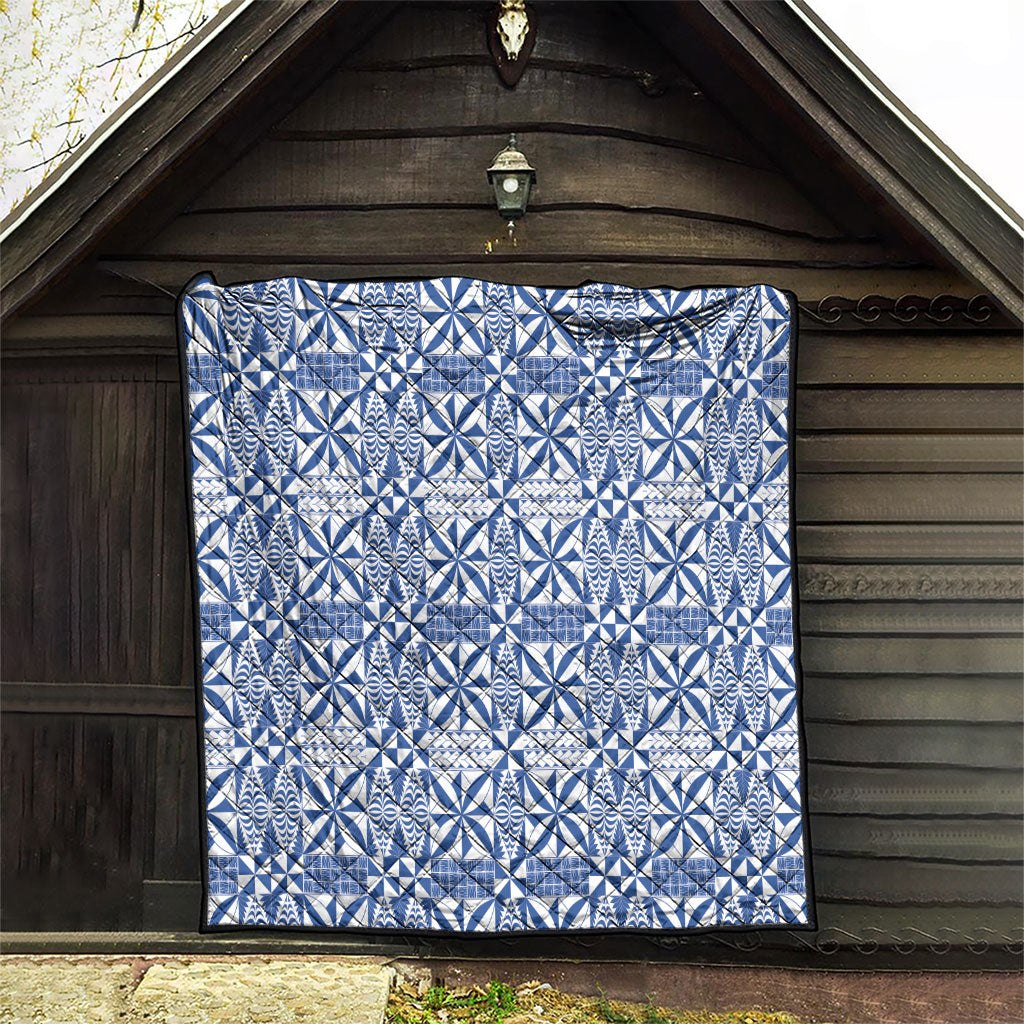 Blue Ngatu Pattern Malo e Lelei Tonga Quilt