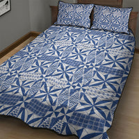 Blue Ngatu Pattern Malo e Lelei Tonga Quilt Bed Set LT14 - Polynesian Pride