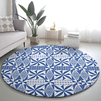 Blue Ngatu Pattern Malo e Lelei Tonga Round Carpet LT14 - Polynesian Pride