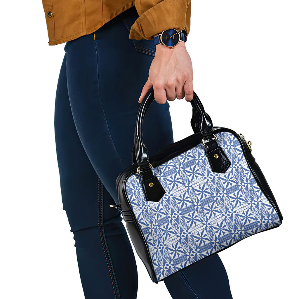 Blue Ngatu Pattern Malo e Lelei Tonga Shoulder Handbag LT14 - Polynesian Pride