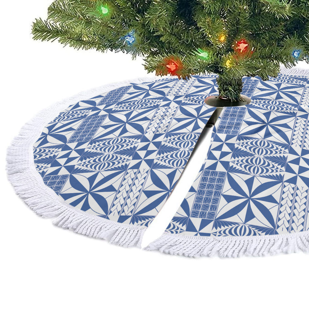 Blue Ngatu Pattern Malo e Lelei Tonga Tree Skirt LT14 - Polynesian Pride