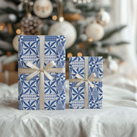 Blue Ngatu Pattern Malo e Lelei Tonga Wrapping Paper LT14 - Polynesian Pride
