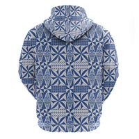 Blue Ngatu Pattern Malo e Lelei Tonga Zip Hoodie LT14 - Polynesian Pride