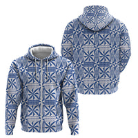 Blue Ngatu Pattern Malo e Lelei Tonga Zip Hoodie LT14 - Polynesian Pride