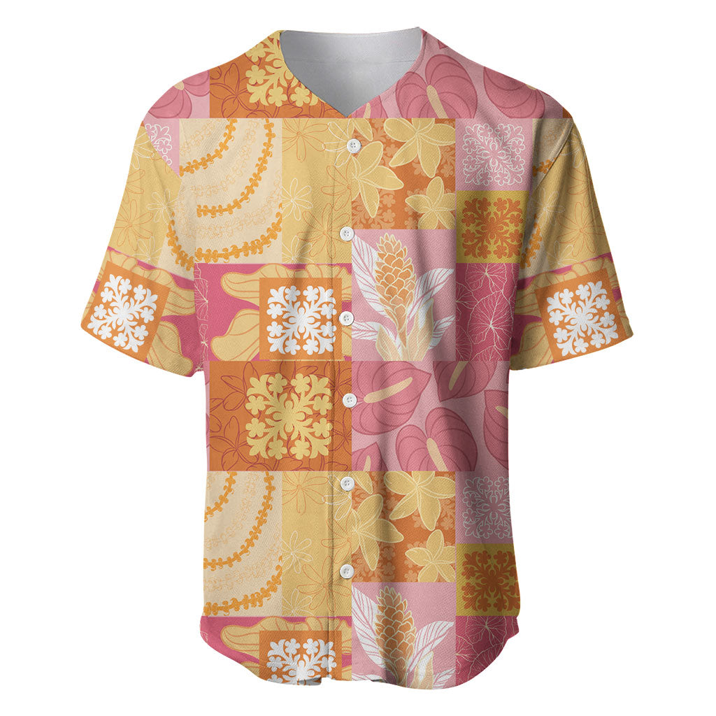 Aloha Hawaii Quilt Floral Patchwork Style Baseball Jersey LT14 Multicolor - Polynesian Pride