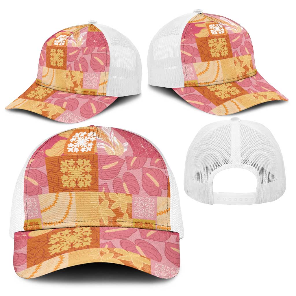 Aloha Hawaii Quilt Floral Patchwork Style Baseball Net Cap LT14 - Polynesian Pride