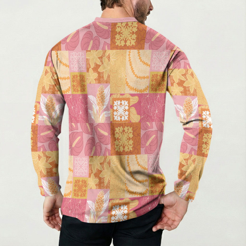 Aloha Hawaii Quilt Floral Patchwork Style Button Sweatshirt LT14 - Polynesian Pride