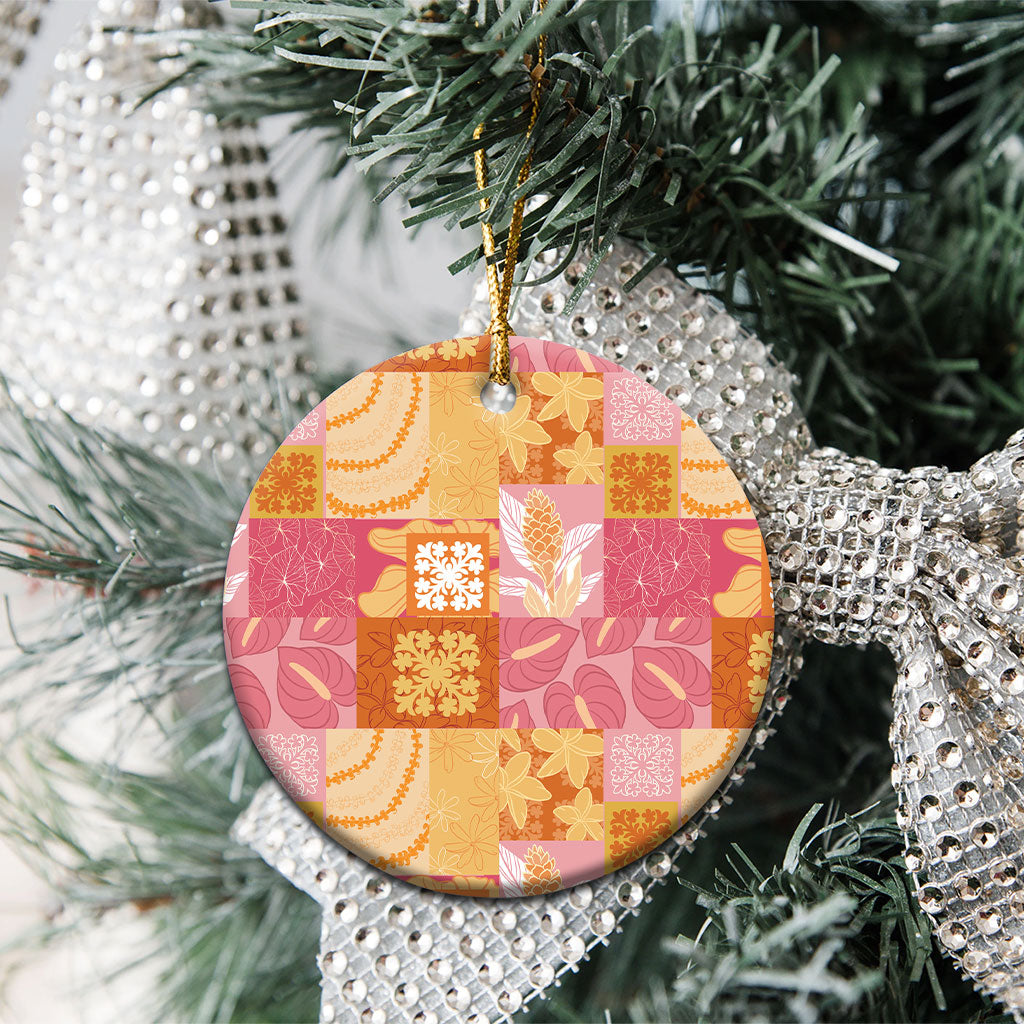 Aloha Hawaii Quilt Floral Patchwork Style Ceramic Ornament LT14 - Polynesian Pride