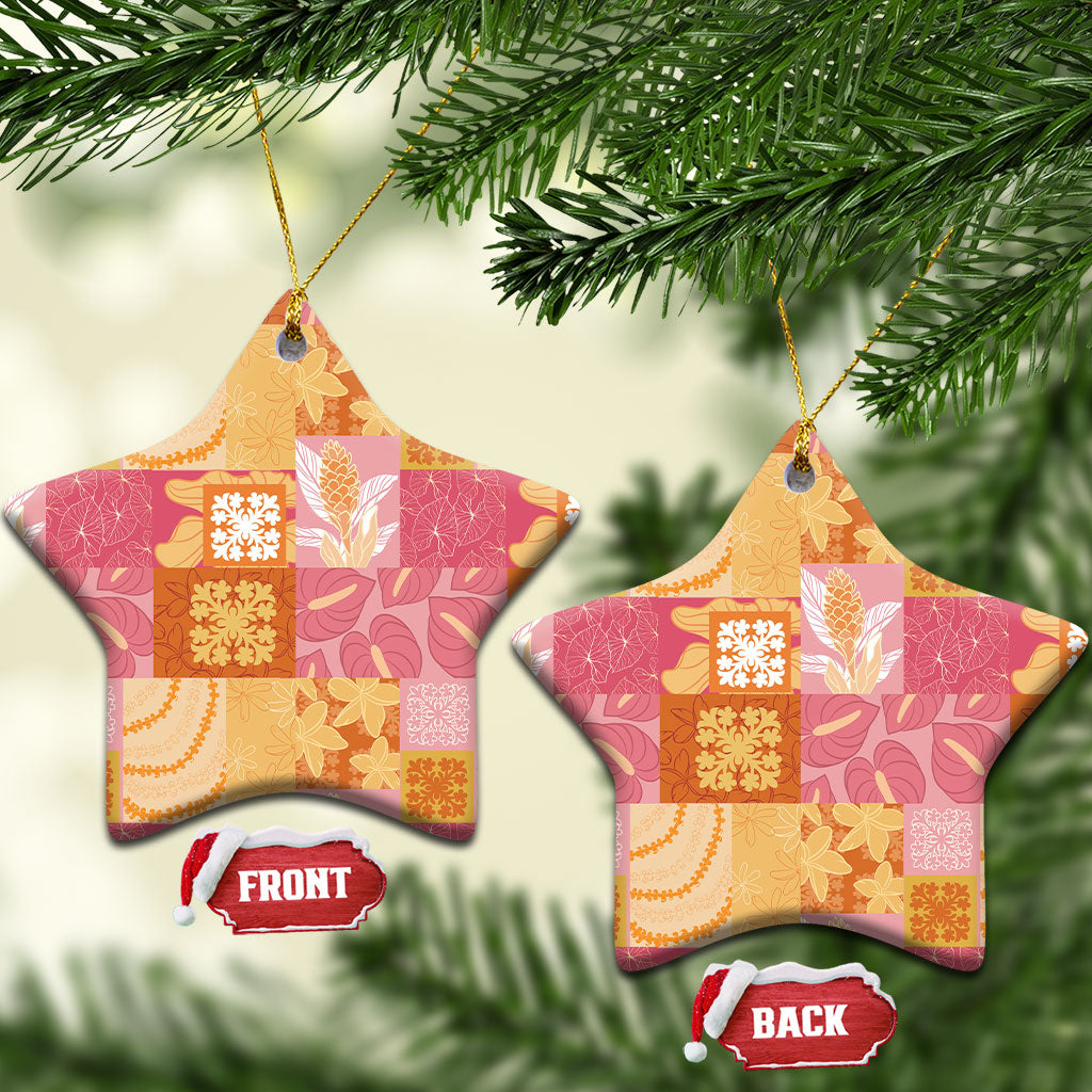 Aloha Hawaii Quilt Floral Patchwork Style Ceramic Ornament LT14 Star Multicolor - Polynesian Pride