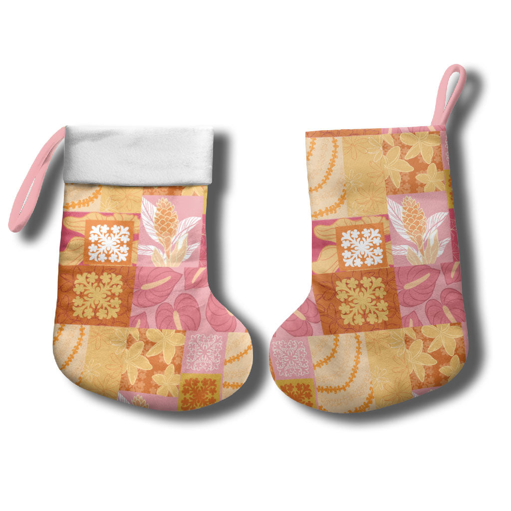 Aloha Hawaii Quilt Floral Patchwork Style Christmas Stocking LT14 - Polynesian Pride