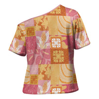 Aloha Hawaii Quilt Floral Patchwork Style Cross Shoulder Shirt LT14 - Polynesian Pride