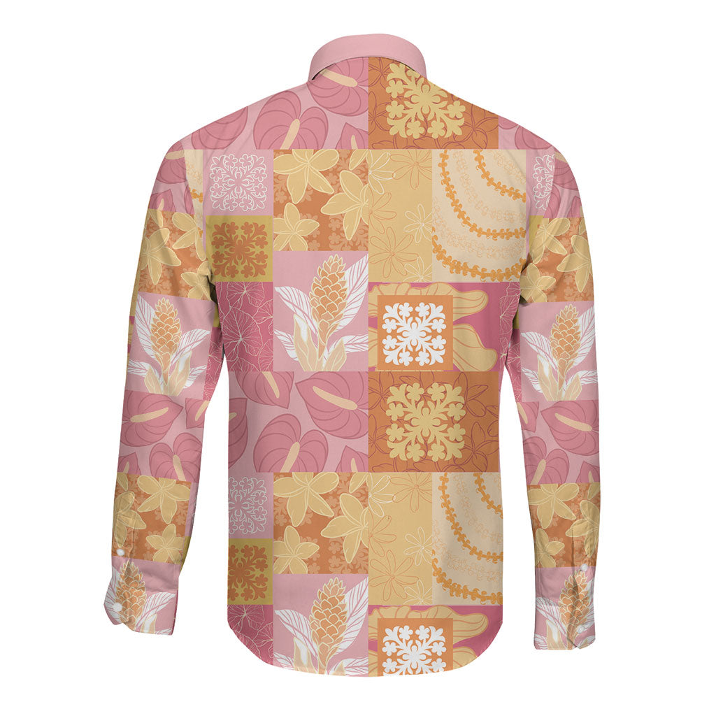 Aloha Hawaii Quilt Floral Patchwork Style Long Sleeve Button Shirt LT14 - Polynesian Pride