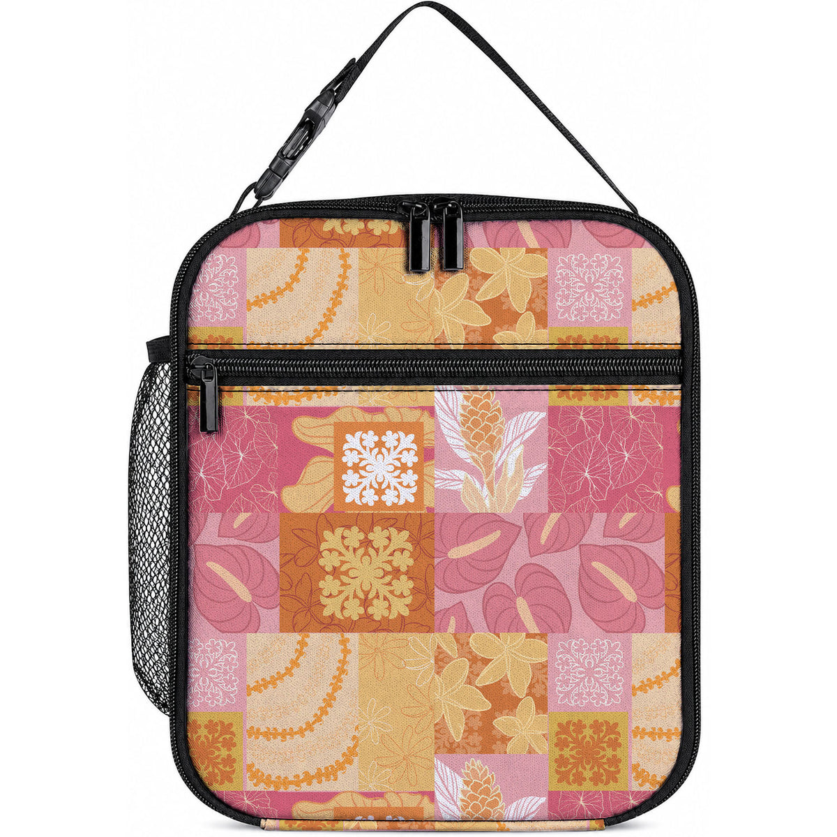 Aloha Hawaii Quilt Floral Patchwork Style Lunch Bag LT14 10.2 × 8.3 × 4.3 inch Multicolor - Polynesian Pride
