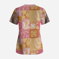 Aloha Hawaii Quilt Floral Patchwork Style Scrub Top LT14 - Polynesian Pride