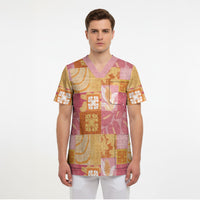 Aloha Hawaii Quilt Floral Patchwork Style Scrub Top LT14 - Polynesian Pride