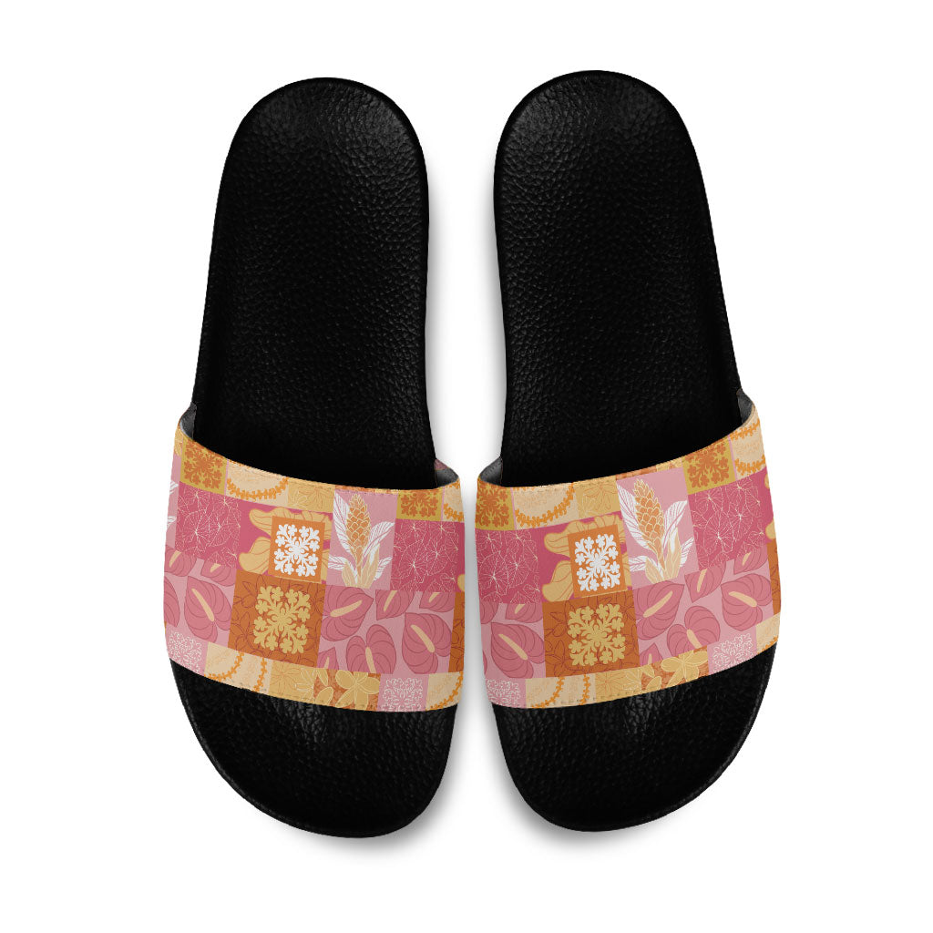 Aloha Hawaii Quilt Floral Patchwork Style Slide Sandals LT14 Multicolor - Polynesian Pride