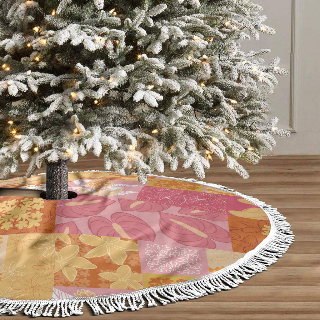 Aloha Hawaii Quilt Floral Patchwork Style Tree Skirt LT14 - Polynesian Pride