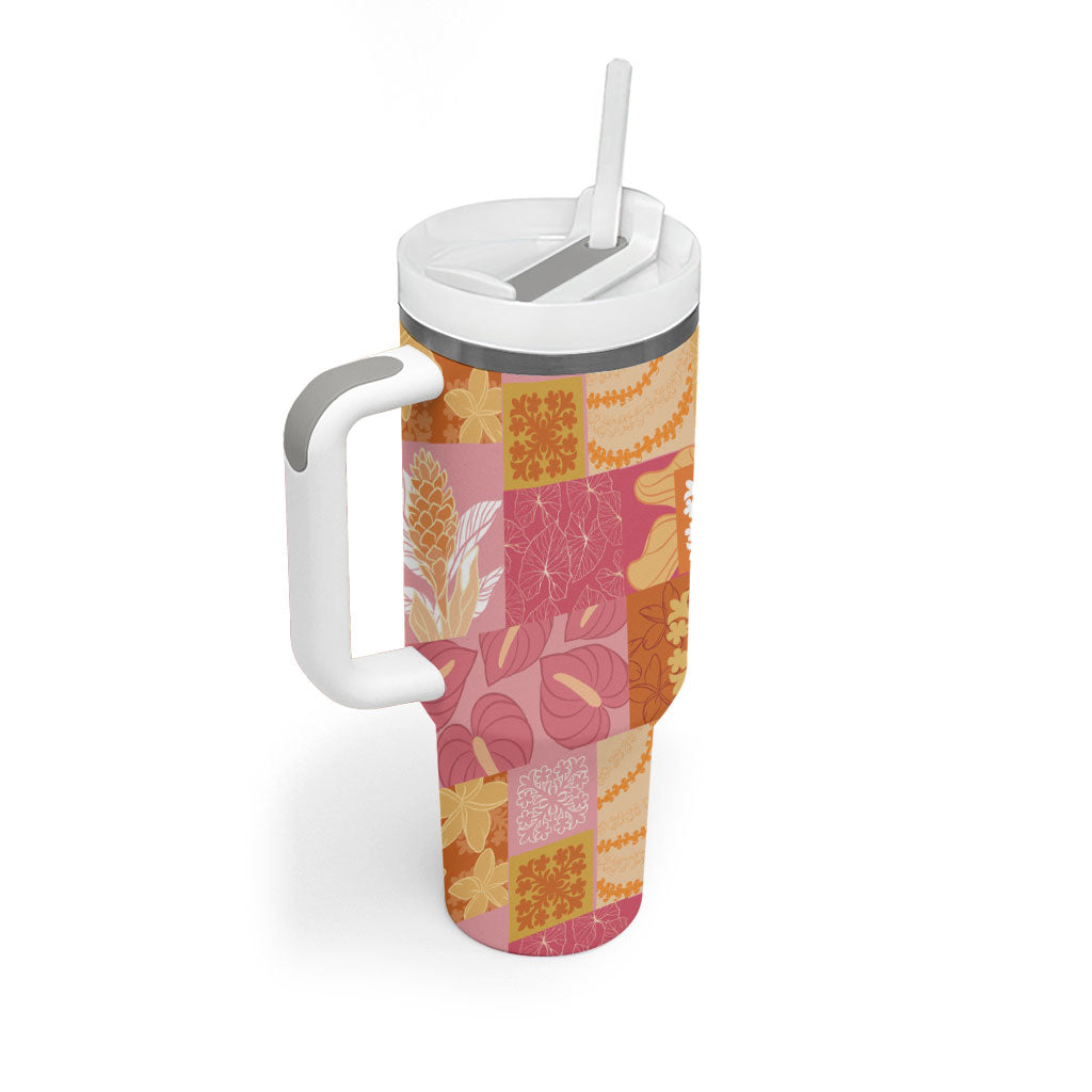 Aloha Hawaii Quilt Floral Patchwork Style Tumbler With Handle LT14 - Polynesian Pride